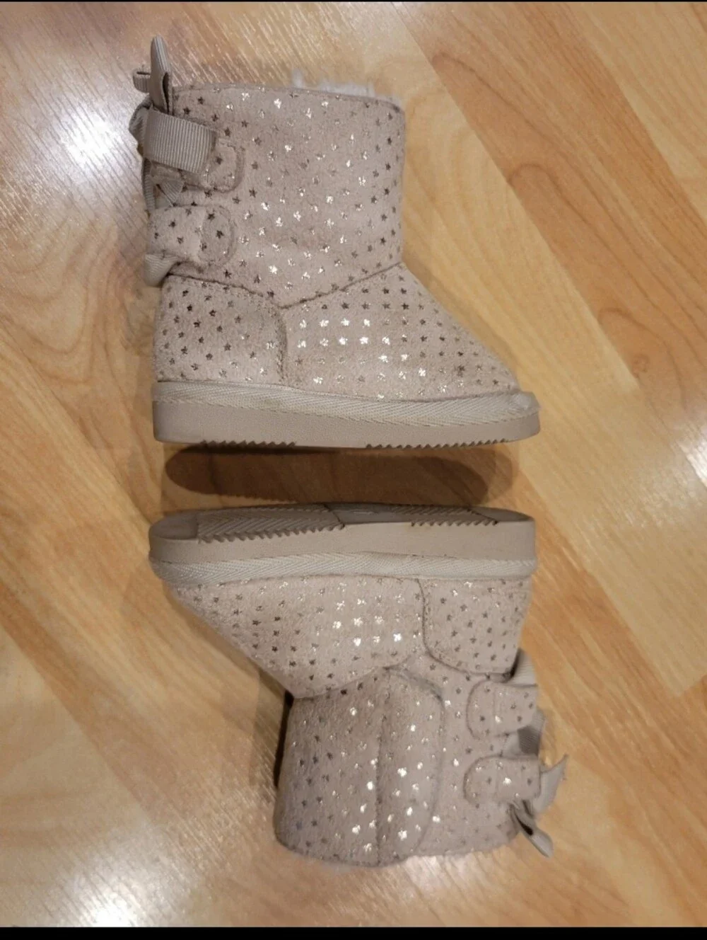 Baby Faux Fur Winter boots Tan Gold Stars Size 4